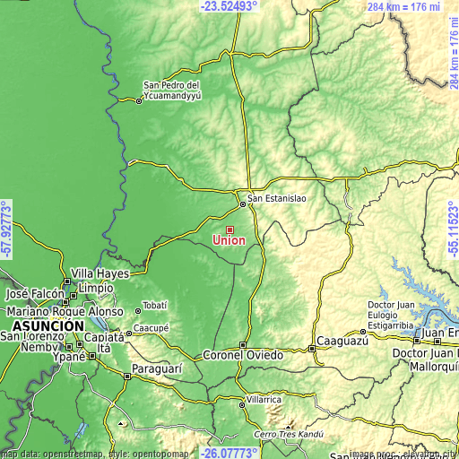 Topographic map of Unión
