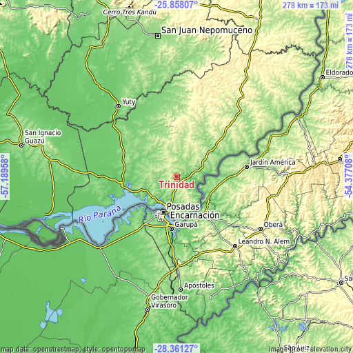 Topographic map of Trinidad