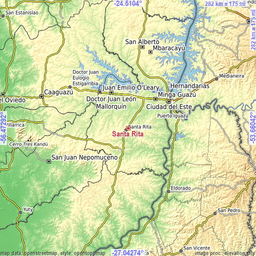 Topographic map of Santa Rita
