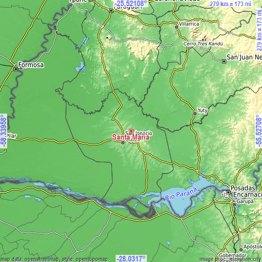 Topographic map of Santa María