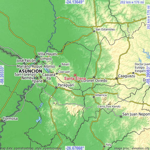 Topographic map of Santa Elena