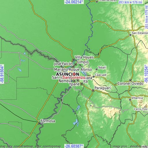 Topographic map of San Lorenzo