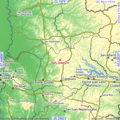 Topographic map of San Joaquín