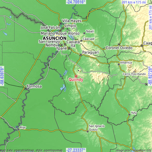 Topographic map of Quiindy