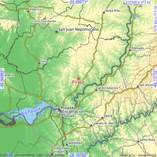 Topographic map of Pirapó