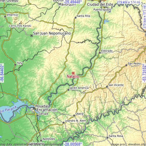 Topographic map of Natalio