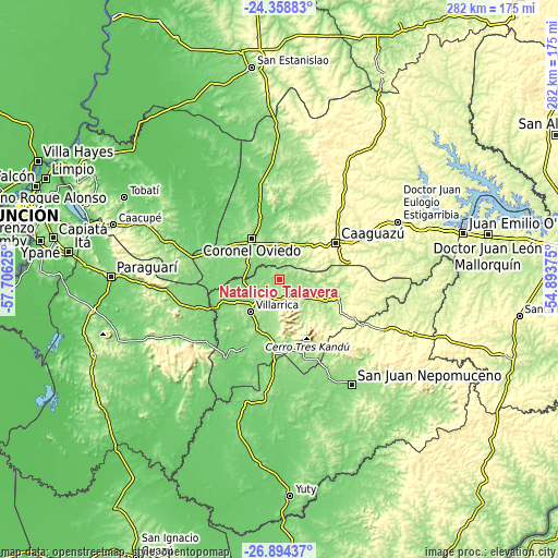 Topographic map of Natalicio Talavera