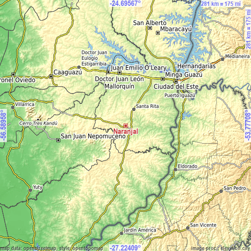 Topographic map of Naranjal