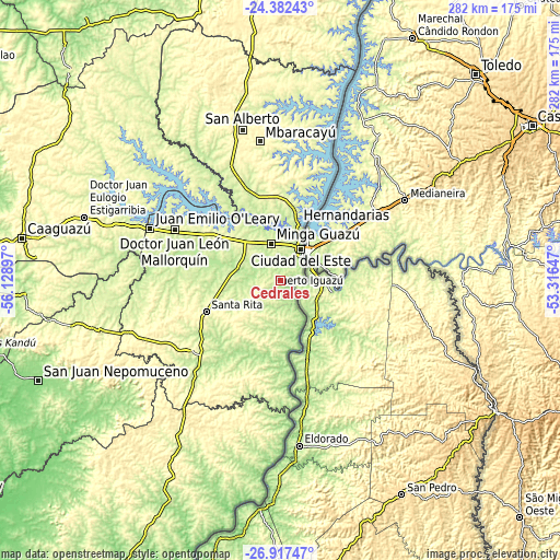 Topographic map of Cedrales