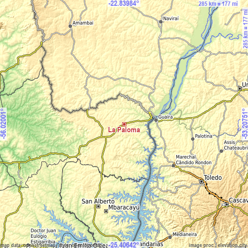 Topographic map of La Paloma