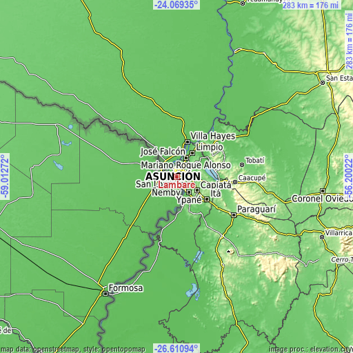 Topographic map of Lambaré