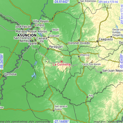 Topographic map of La Colmena
