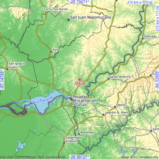 Topographic map of Jesús