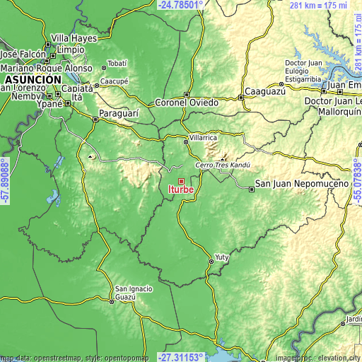 Topographic map of Iturbe
