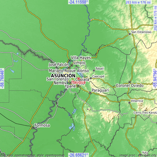 Topographic map of Itauguá