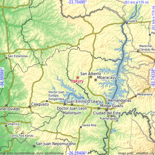 Topographic map of Itakyry