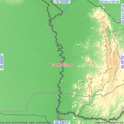 Topographic map of Fuerte Olimpo