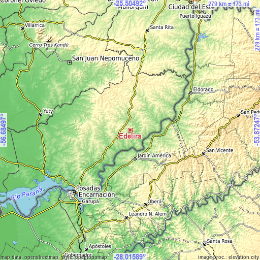 Topographic map of Edelira