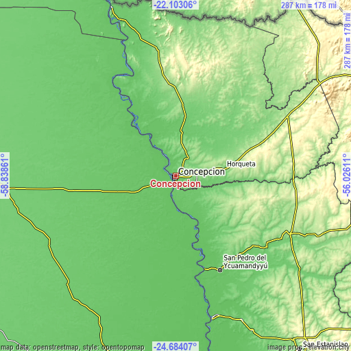 Topographic map of Concepción