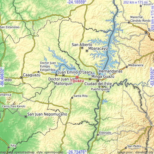 Topographic map of Yguazú