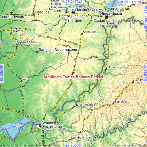 Topographic map of Arquitecto Tomás Romero Pereira