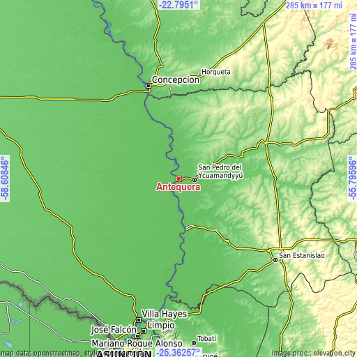 Topographic map of Antequera