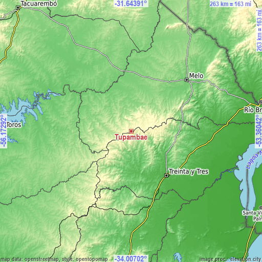 Topographic map of Tupambaé
