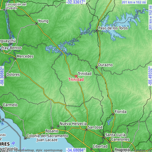 Topographic map of Trinidad