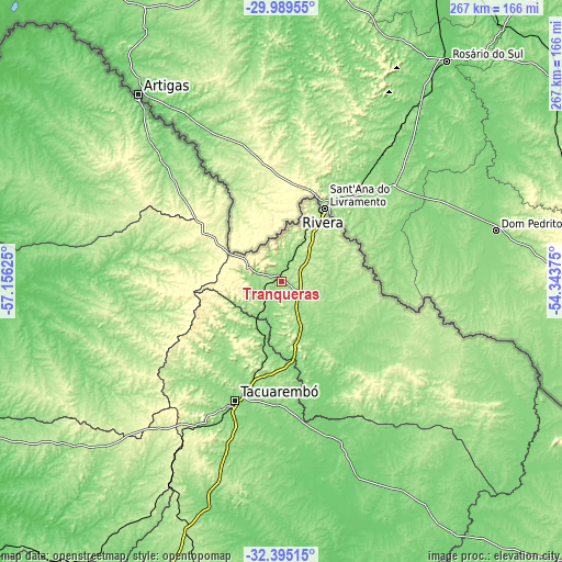 Topographic map of Tranqueras