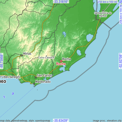 Topographic map of Rocha