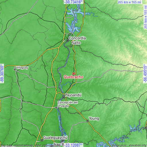 Topographic map of Quebracho
