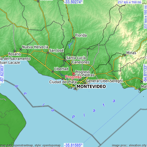Topographic map of Progreso