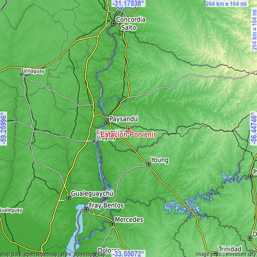 Topographic map of Estación Porvenir