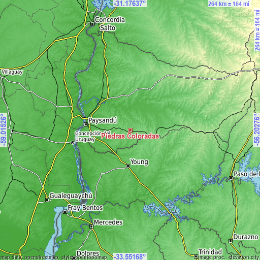 Topographic map of Piedras Coloradas