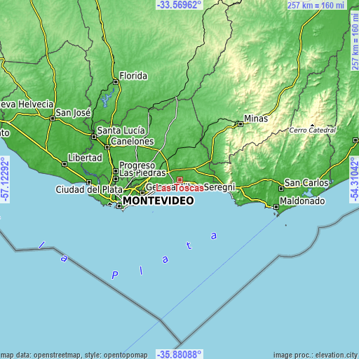 Topographic map of Las Toscas