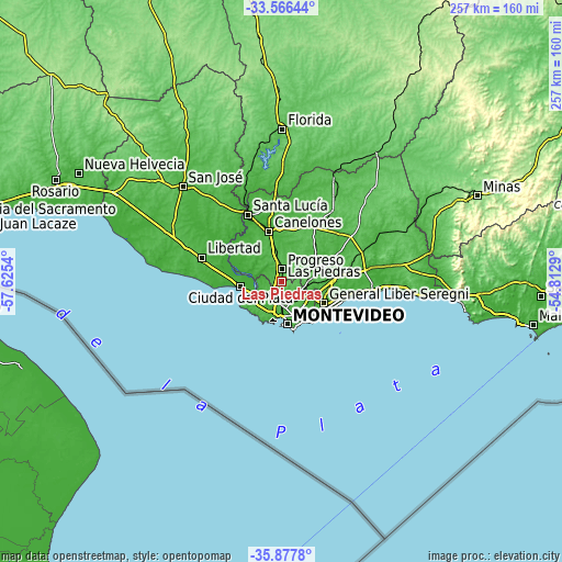 Topographic map of Las Piedras