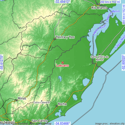 Topographic map of Lascano