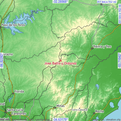 Topographic map of José Batlle y Ordóñez