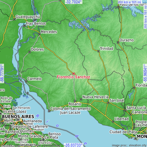 Topographic map of Florencio Sánchez