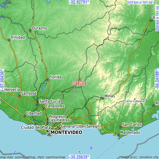 Topographic map of Casupá