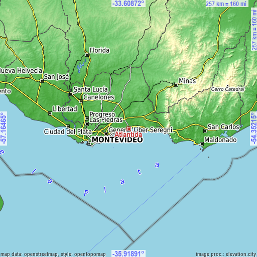Topographic map of Atlántida