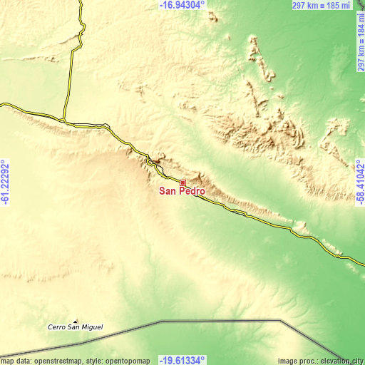 Topographic map of San Pedro