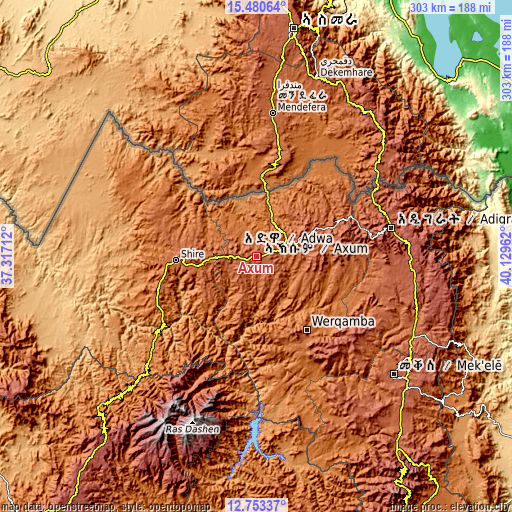 Topographic map of Axum