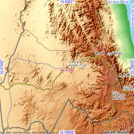 Topographic map of Ak’ordat