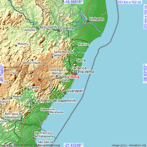 Topographic map of Vitória