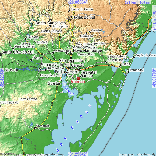 Topographic map of Viamão