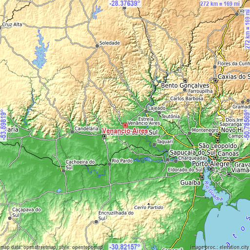 Topographic map of Venâncio Aires