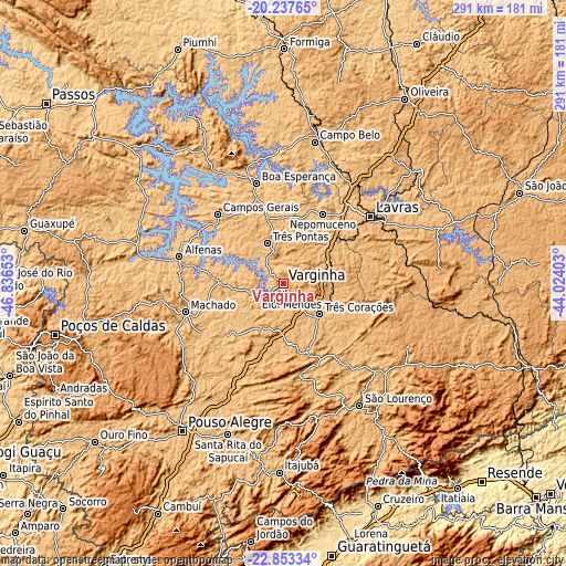 Topographic map of Varginha