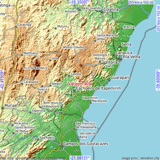 Topographic map of Vargem Alta