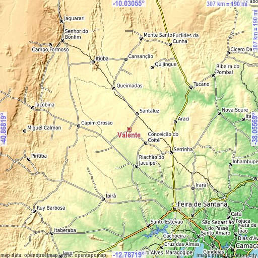 Topographic map of Valente